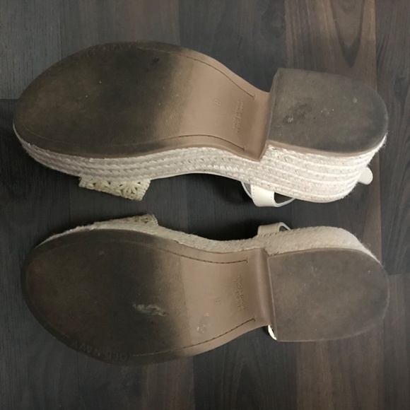 Old Navy Espadrille Platform Sandals Heeled Natural Floral Cream Beige - Picture 14 of 16